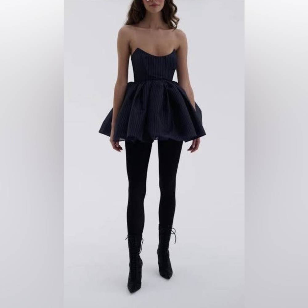 Selkie Black Pinstripe Veuve Dress XL NWT